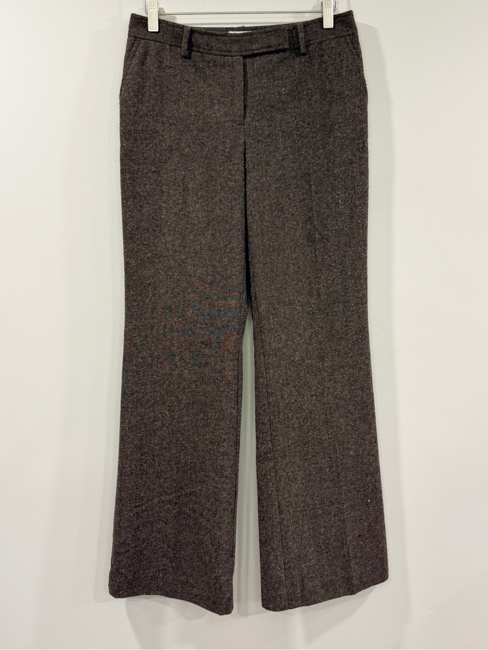 LOFT Women’s Flat Front Wide-Leg Wool Blend Brown Dress Pants Size 2